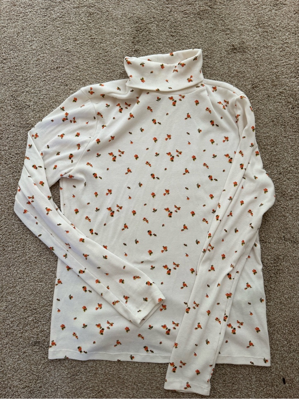 Levi's Cream Turtleneck with Orange Floral Print